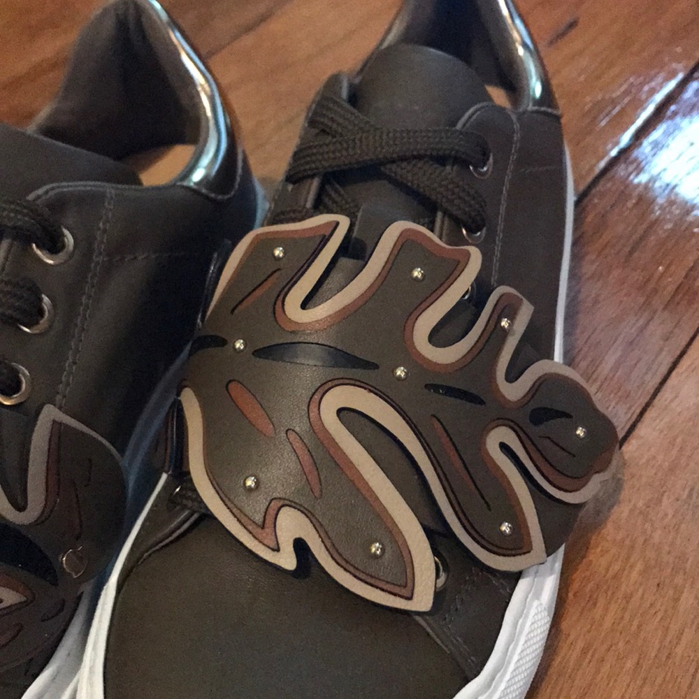 NWT Women Moncler Lenny Sneaker in Olive Green 37 - Picture 4 of 5
